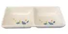 2-Divided Compartment Sauce Dish Plate Condiment 5-3/4" X 2-3/4" Melamine Flower