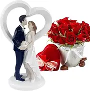 Cake Topper Bride And Groom Figures - Resin Bride And Groom Cake Decorations | 4.5" Elegant Statues For Dining Table, Wedding Bride Groom Cake Topper For Birthday Wedding Table Decor