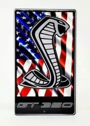 Shelby GT350 USA Silver Steel Sign Wall Art Sign 40" x 24" (Super Size)