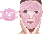Ice Face Mask Reusable and Cold Gel Eye Mask for Puffiness/Dark Circles/Eye Bags/Dry Eyes/Headaches/Migraines/Stress Relief, YQ UP Ice Pack for Eyes & Face Sleep Compress for Post Surgery, Puffiness (Pink)