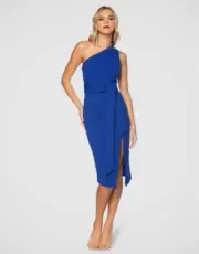 [BRAND NEW] Pilgrim Alani Midi Cobalt Blue One Shoulder Dress Size 8 (Labels On)