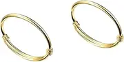 WOFASHPURET 2pcs Gold Bracelet Push-Pull Mechanism Adjustable Bangle for Kids Charm Jewelry for Boys Girls