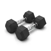 2 x 6kg Hex Rubber Coat Iron Dumbell Home Gym Strength Weight Commercial Grade