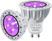 JSVSAL 2-Pack,Black Lights Bulb,AC 85-265V 6W,LED UV Light MR16 GU10 Glow in The Dark,UVA Level 395-400nm LEDs UV Bulb for Blacklight Party,Stage Lighting,DJ Dance Party,Holiday Decorations