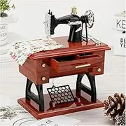 Vintage Sewing Machine Music Box, Mini Sewing Machine Music Box, Retro Classical Treadle Sewing Machine Table Desk Mechanical, for Home Decor Birthday Gift, Desk Decoration(1 pc)