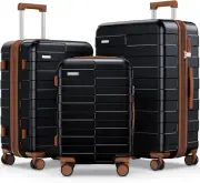 Vipbox Luggage Sets 3 Piece Hardshell Expandable Ultra Durable 100% PC Lightweig