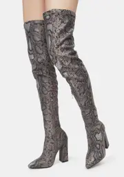 [AZALEA WANG] Grey Snake Real Recognize Real Boots
