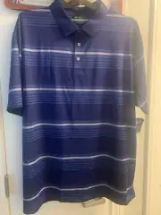 Ben Hogan Men’s Striped Golf Polo Shirt Blue Size XL (46-48)