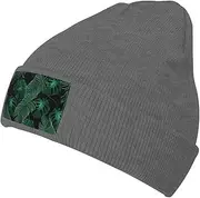 [WURTON] Banana Leaf Green Print Beanie Hats for Women Men Warm Knit Hat Winter Knitted Beanie Stretch Fashion Cap