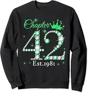 [X.Style] Womens Chapter 42 EST 1981 42 Years Old 40th Birthday Queen Sweatshirt ds2047 Sweater (2XL) Black