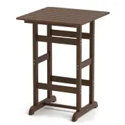 Costway76cm x 76cm Square Bar Table with Slatted Tabletop-Brown