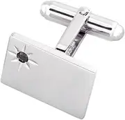 [Select Gifts] Box Set Shirt Black Tie Napkin Hook Sterling Silver Rectangle Blue Sapphire Cufflinks