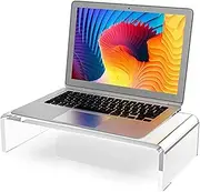 Monitor Stand Riser, Acrylic Sturdy Desk Lift | Support Table Organizer for Standing Laptop with Sleek Clear Design, Screen and Computer Monitor Holder for Workstation Organization and Eye-Level Viewi