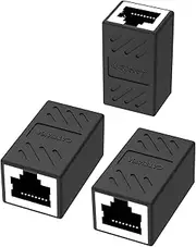 ZDRU RJ45 Ethernet in-line Adapter Keystone Coupler for Cat8/Cat7/Cat6/Cat5e/Cat5, Female to Female Ethernet Cable Extender for PC Router Modem PS5 Xbox (3 Pack Black)