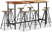 9 Piece Bar Set Solid Reclaimed Wood,Industrial Reclaimed Wood Bar Set with 8 Bar Stools: for Home Bars, Restaurants, and Cafes Furniture Sets