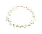 Bride Wedding Headband Pearl Hair Vine Bridal Hair Accessories for Women - Gold