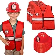 Tigerdoe Fireman Party Hats - Firefighter hats and Vests - Fireman Themed Party - Fireman Birthday Party Supplies