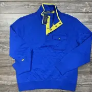 Polo Ralph Lauren Men’s Quilted Luxury Jersey Pullover Blue Yellow LARGE NWT
