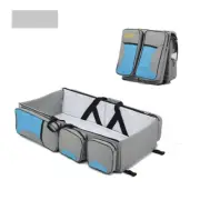 Grey-Blue Patchwork Multifunctional Foldable Baby Crib Mommy Bag | Large Capacit