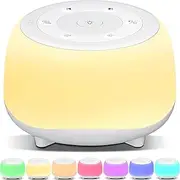 [Xkimos] White Noise Machine Baby and Adult, 34 Soothing Sounds White Noise Machine, 7 Color Lights Portable Baby Night Light Sound Machine for Kids Sleeping with 3 Auto-off Timer & 30 Levels of Volume