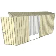 Build-a-Shed 0.8 x 3.7 x 2m Skillion Single Hinged Door Shed with Double Sliding Side Doors - Cream