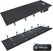 FE Active Camping Folding Cot - Compact, Strong & Sturdy Ultralight Portable Camping Bed for Adults & Kids Travel Sleeping Cot Fits Single Air Mattress Essentials & Gear | Designed in California, USA