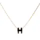 【Hermes 愛馬仕】Mini Pop H pendant 立體橢圓簍空項鍊(黑/玫瑰金)