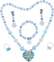 [WOFASHPURET] 1set Snowflake Jewelry Girls Faux Necklace Bracelet Earrings for Parties Birthdays and Dress-up Comfortable and Lightweight Accessories