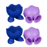 4 Pcs Silicone Egg Boiler Cup Holder Deviled Carrier with Lid Pan Opener