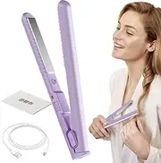 Travel Curling Iron - Hair Curling Iron, Portable Hair Straightener,USB Charging 2-in-1 Curling Wand & Flat Iron, Fast Heating Hair Styling Tool for Short and Long Hair