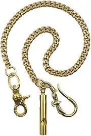 [DSHOM] Retro Rustic Solid Brass Long Eagle Shaped Keychain Wallet Cuban Pocket Chain Hook For Men with Multi-function Whistle Bottle Opener Pendant, Brass