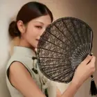 Portable Folding Fan Fan Tassel Pendent Chinese Fan Lace Handheld Fans Women