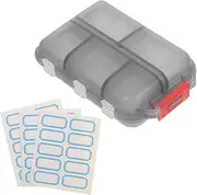 Portable Pill Organizer 10 Compartments Travel Pill Box Stickers Plastic Case for Medication Compact Lightweight