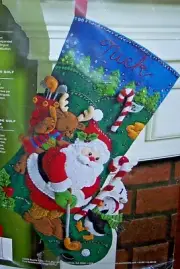 Bucilla GOLFING SANTA Felt Christmas Stocking Kit OOP FD RARE Penguin Not Boy