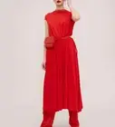 Céline Red Dress with studded leather detail. Iconic Phoebe Philo. Size 42.