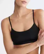 Calvin Klein Women's Sz L Form to Body Natural Unlined Bralette Bra QF6757 Black