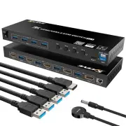 Switch HDMI 4 Port, USB 3.0 KVM Switches 4K 60HZ HDMI and USB Switcher with EDID