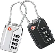 [Generic] TSA Approved Luggage Locks,4-Digit Security Suitcase Locks,Combination Padlock for Suitcases Flexible Cable Travel Lock(Black+Silver)