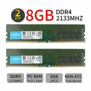 16GB 2x 8GB 4GB DDR4 2133MHz PC4-17000 DIMM 288Pin NON-ECC Memory RAM Crucial BT