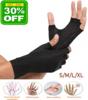 Copper Compression Arthritis Gloves Brace Fingerless Glove Joint Pain Women Men