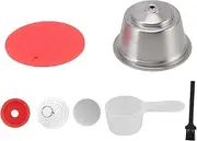 Stainless Steel Reusable Coffee Capsules Set Eco-Friendly Brewing Home Office (Red)
