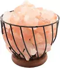 Himalayan Rock Salt Metal Basket Table Lamp