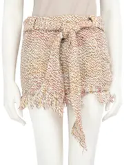 Wool Knit Tweed Belted Mini Skirt