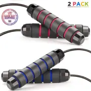 2x Skipping Rope Tangle-Free with Ball Bearings Adjustable Rapid Speed Jump Rope