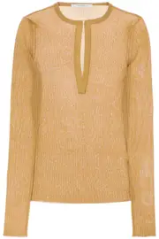 [MAX MARA] MAX MARA long-sleeved ribbed knit top for men L Brown