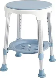 Bathroom Shower Chair,360° Rotating Shower Stool,Height Adjustable Round Shower Seat with Anti-Slip Rubber Pads, Aluminum Shower Chair Bath Stool for Elderly Disabled Pregnant