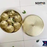 Elegant Handcrafted Brass Spice Box Etched Design | Matte Finish | Masala Box |