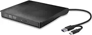 1 PC USB 3.0 DVD-RW External Optical Drive Slim CD ROM Disk Reader DVD RW Burner CD Writer Portable Black ABS for Desktop PC Laptop DVD Player