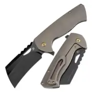 Kansept Leviathan Folding Knife Bronze Ti Handle S35VN Cleaver Plain K1083A2