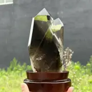 1.54kg Natural Smokey Citrine Obelisk Point Crystal Wand Reiki Tower + Stand
